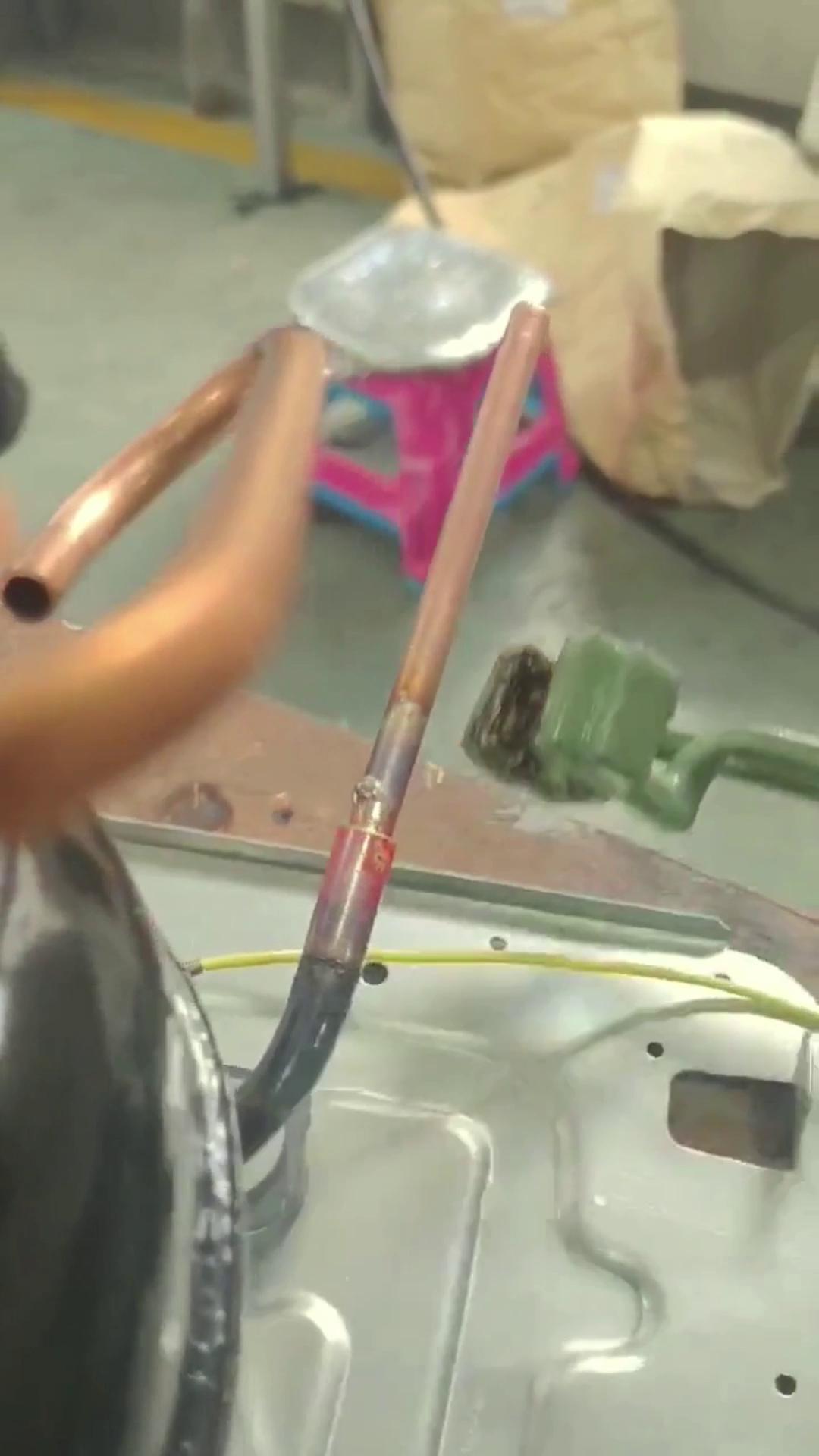 冰箱压缩机铜管焊接维修可能不合适但生产用高频机焊接效率就是高