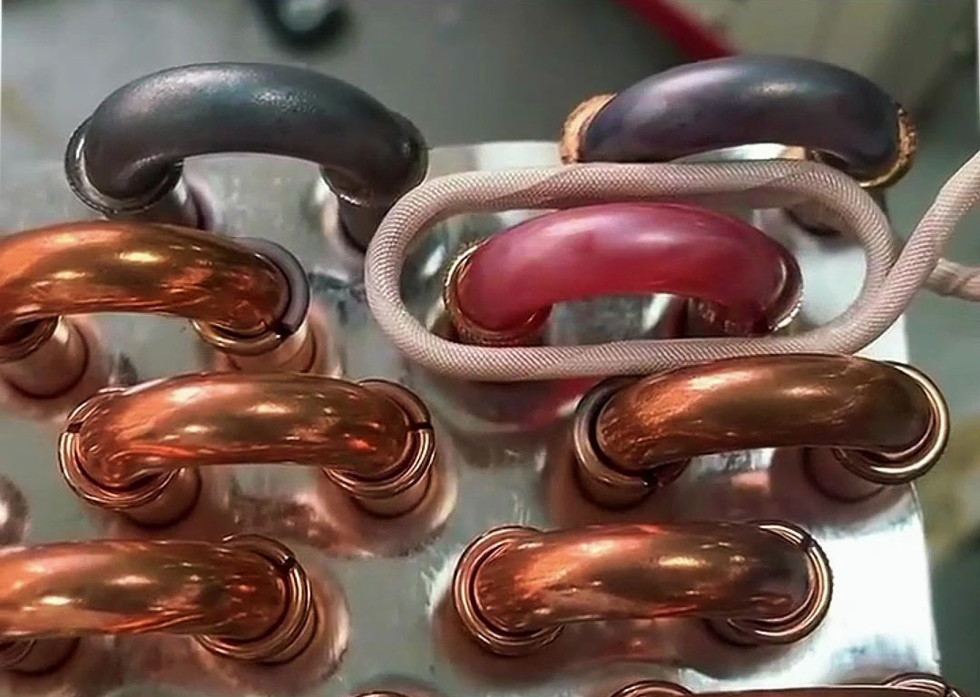 持式高频焊机在冷凝器散热器铜管弯头焊接
